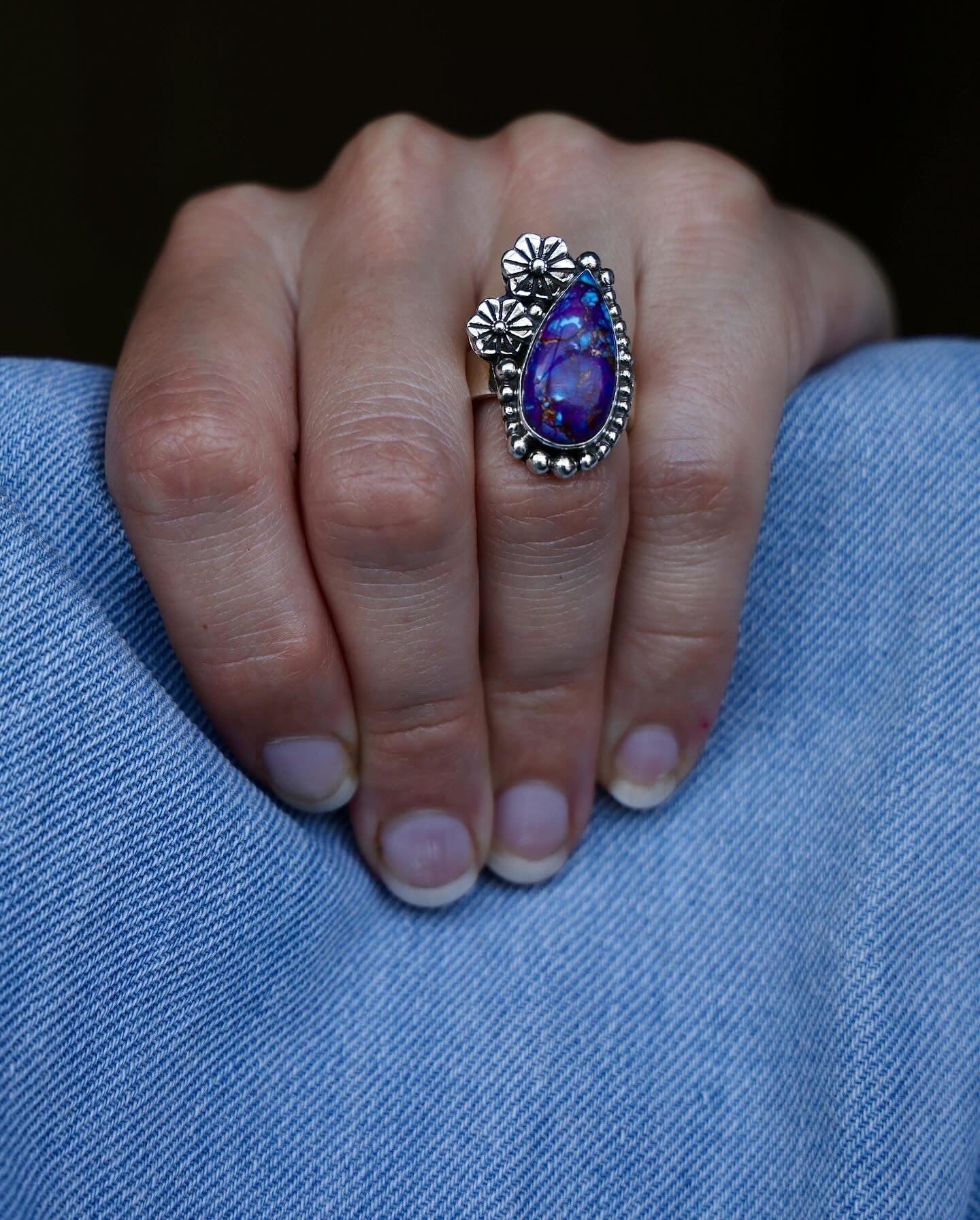 Copper Purple Sterling Silver statement ring