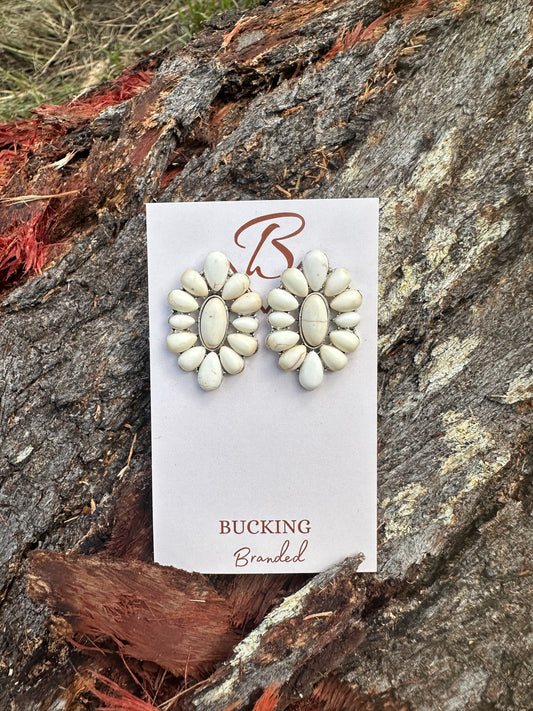 White Turquoise cluster studs