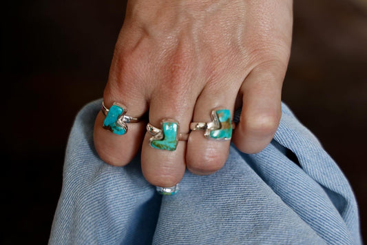 Kingman Turquoise Boot Sterling Silver statement ring