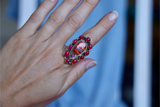 Spiny oyster Sterling Silver statement ring