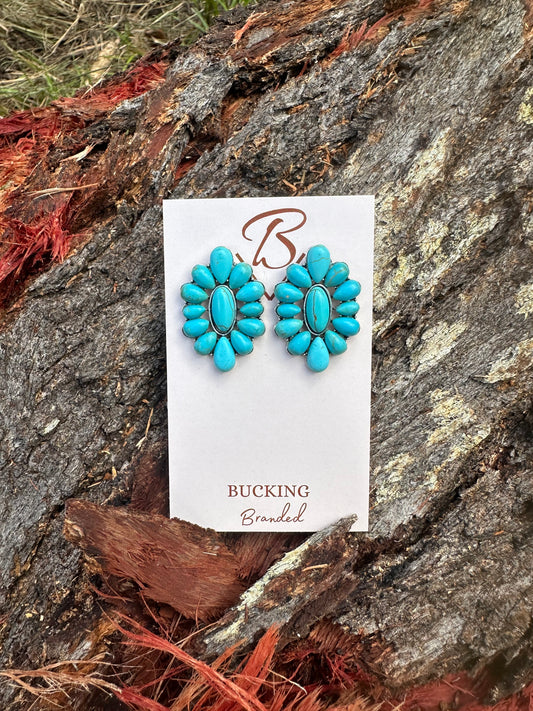 Turquoise cluster studs