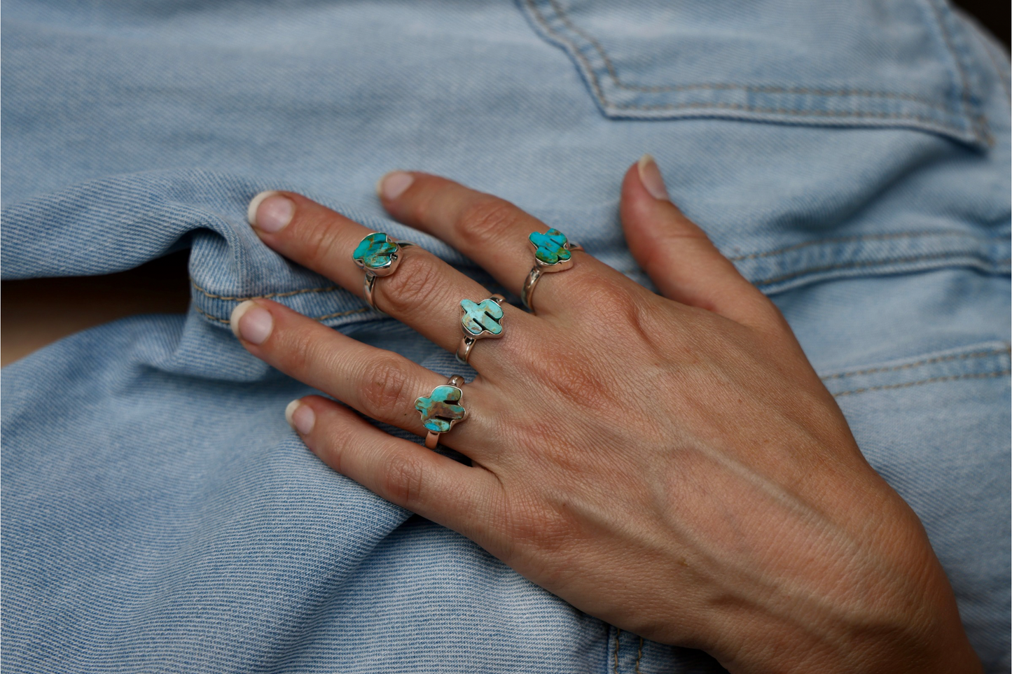 Kingman Turquoise Cactus Sterling Silver statement ring