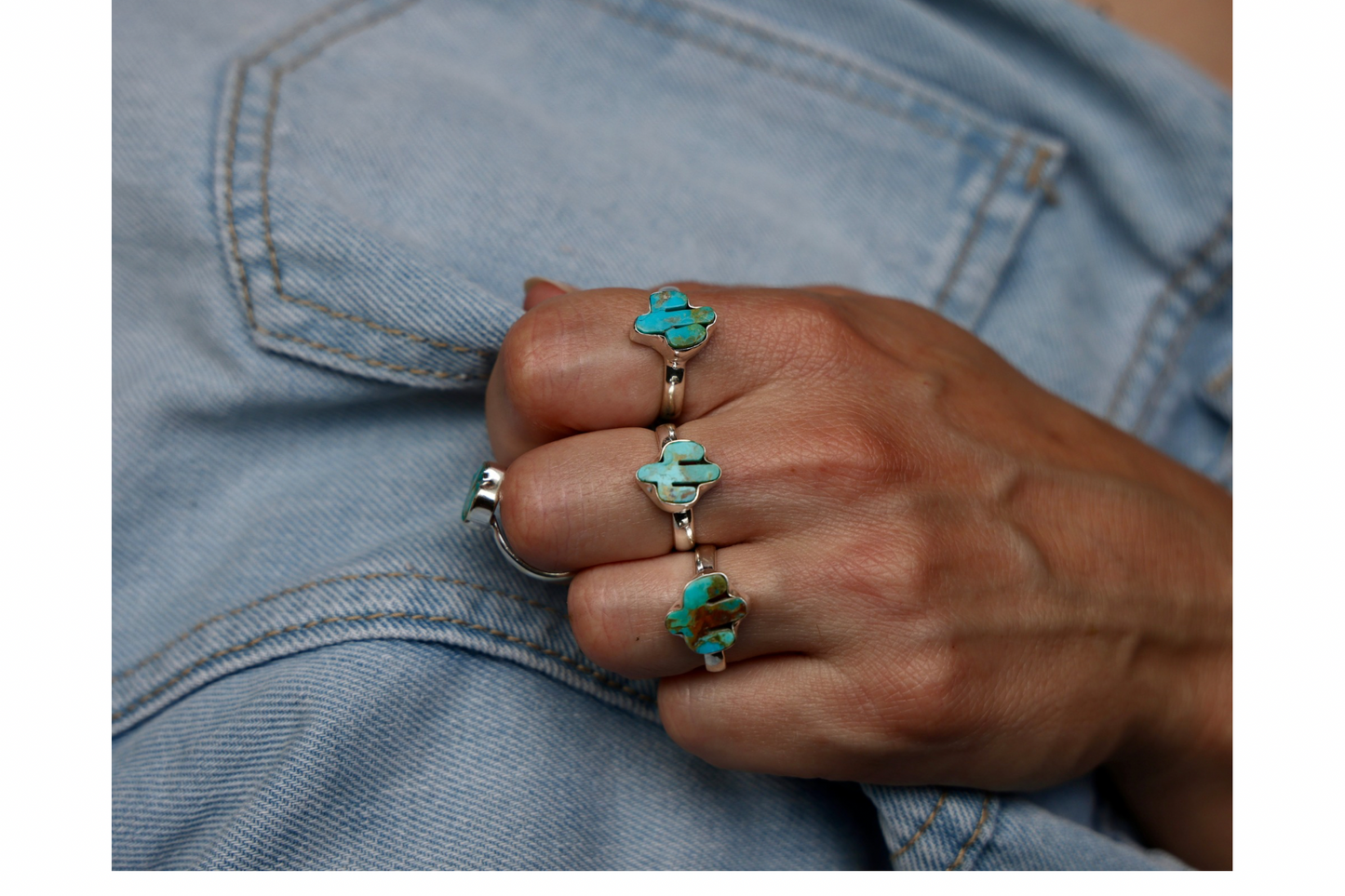 Kingman Turquoise Cactus Sterling Silver statement ring