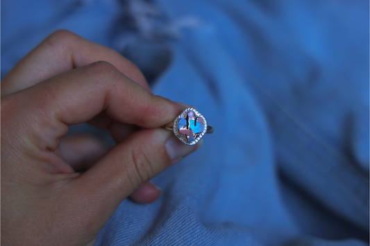 Spiny oyster Arizona Turquoise Cactus Sterling Silver statement ring