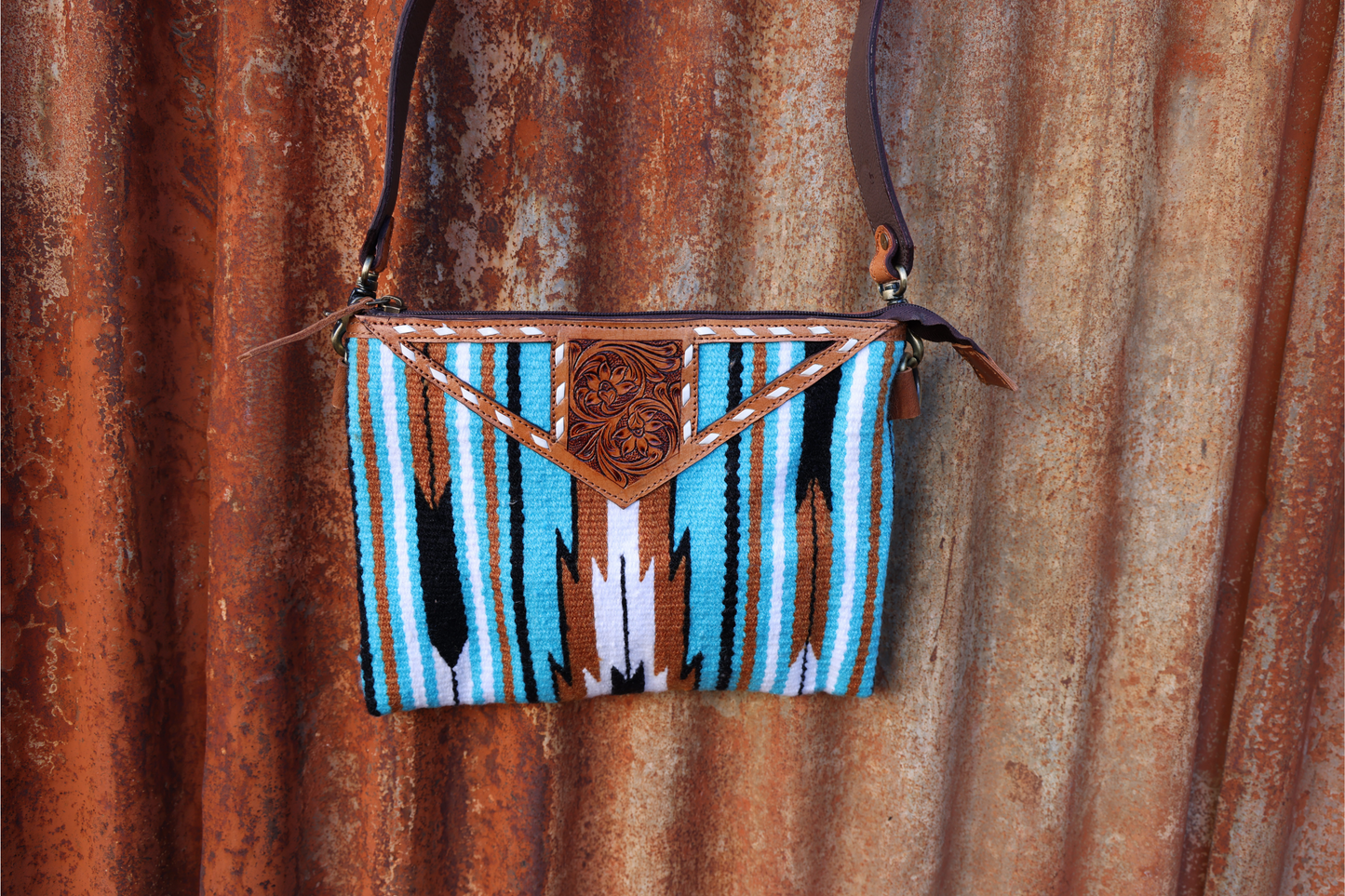 Turquoise Navajo Saddle Blanket Clutch