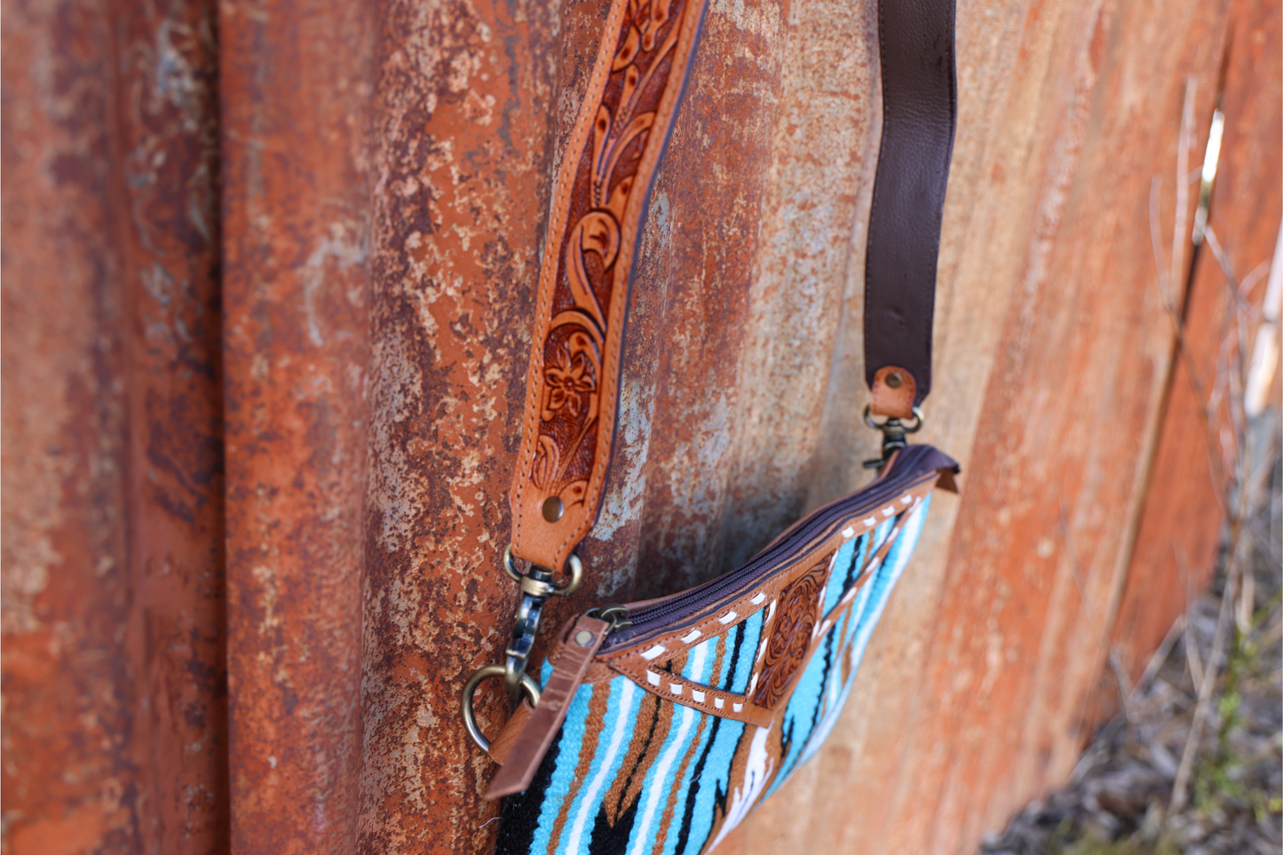 Turquoise Navajo Saddle Blanket Clutch