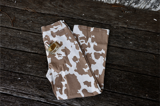 Khaki Cow Print Jean Pants