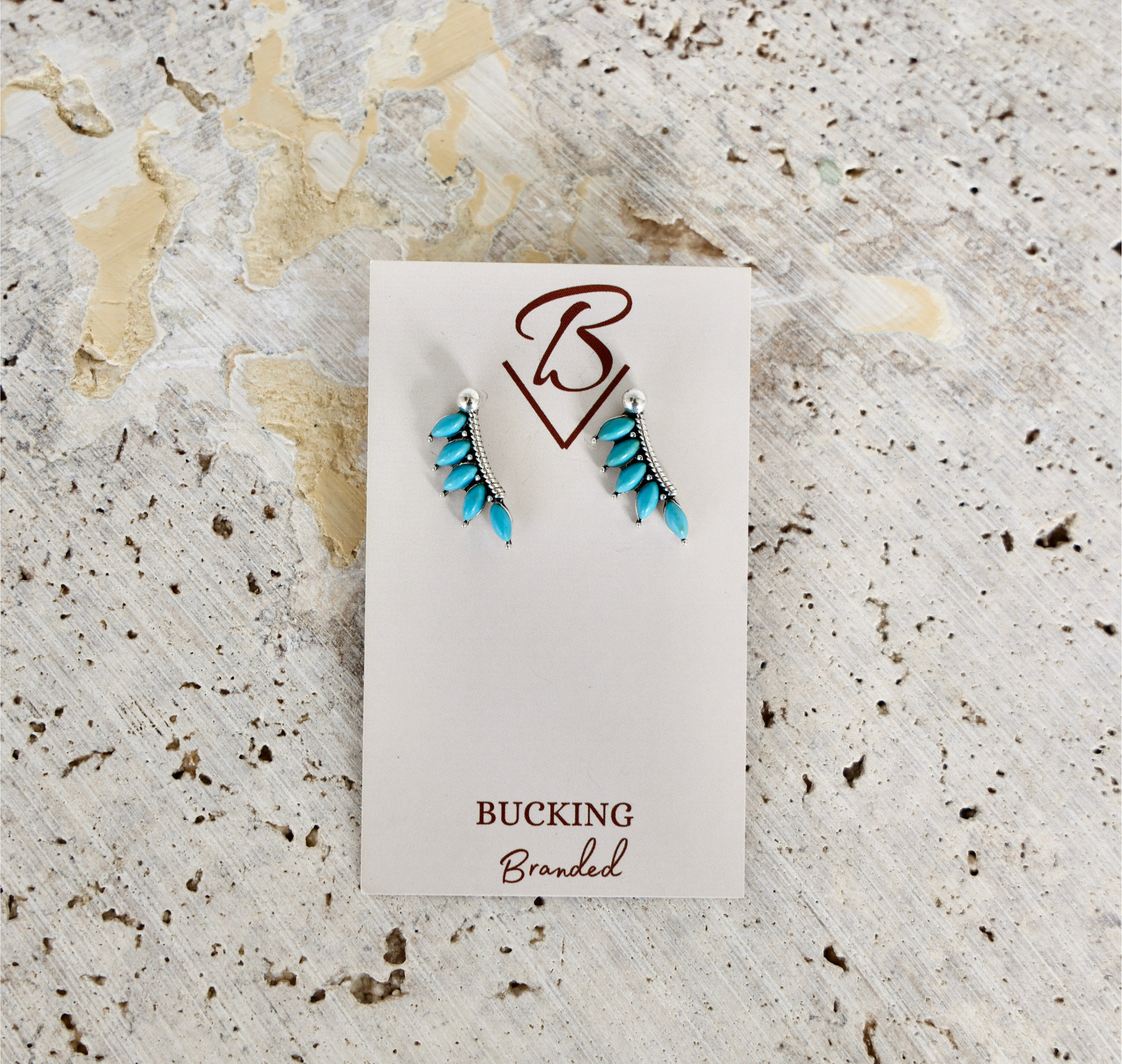 Feathered studs switch 5 false Turquoise gems 