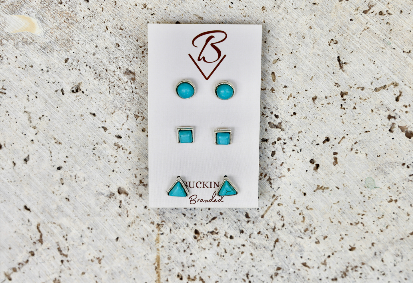 Turquoise trio stud set