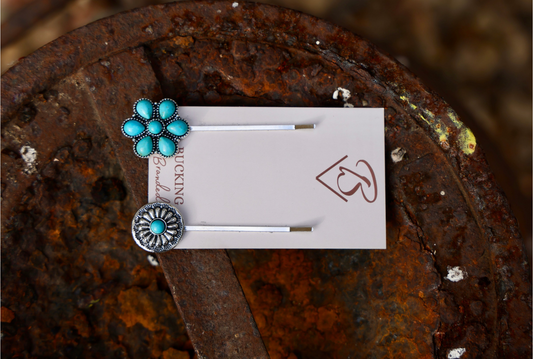 Turquoise Concho hair pins